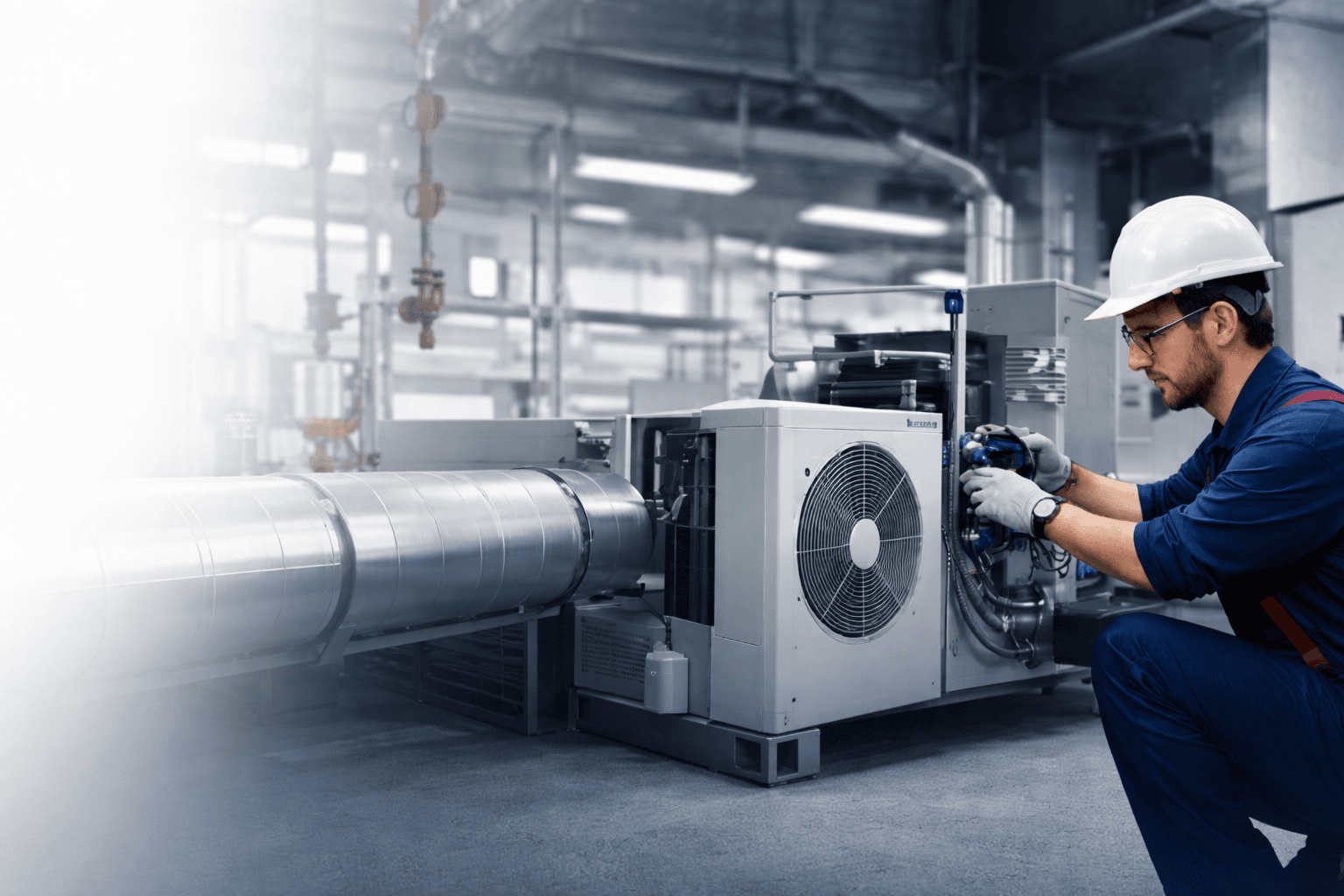 ASC Co engineer working on HVAC system